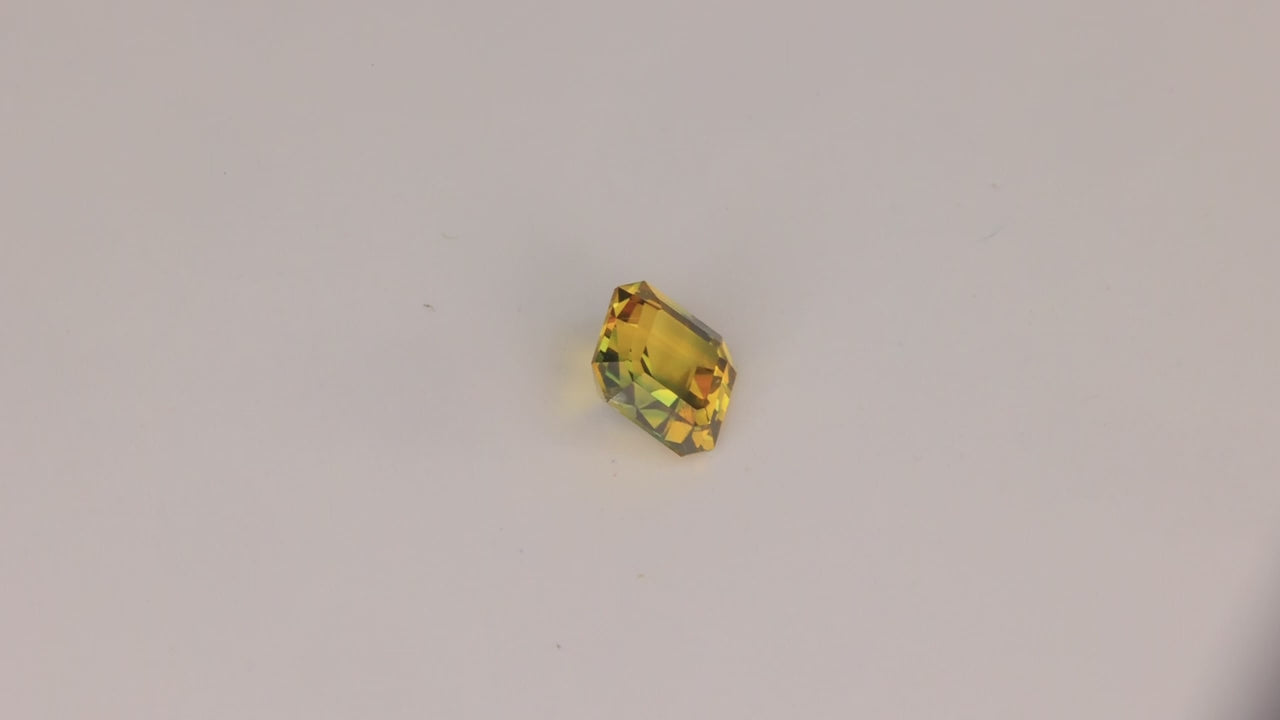 Square Step Cut BiColor Sapphire .95cts