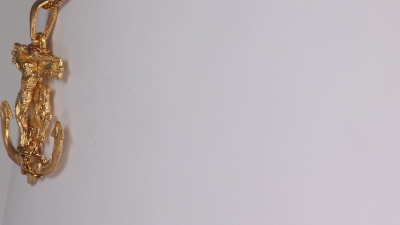 14K Yellow Gold Mariner's Crucifix Pendant