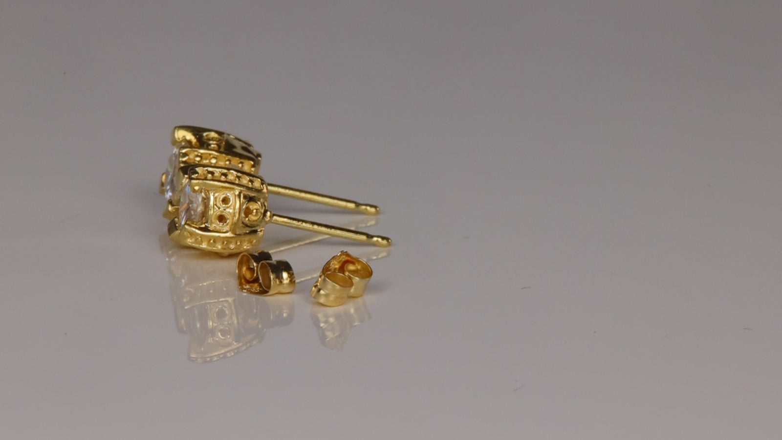 14K Yellow Gold Moissanite Stud Earrings