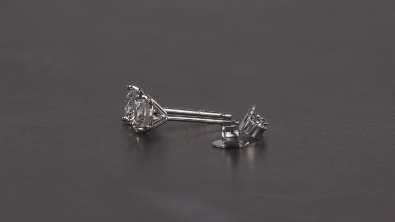 14K White Gold Round Brilliant Diamond Studs .62 Carats