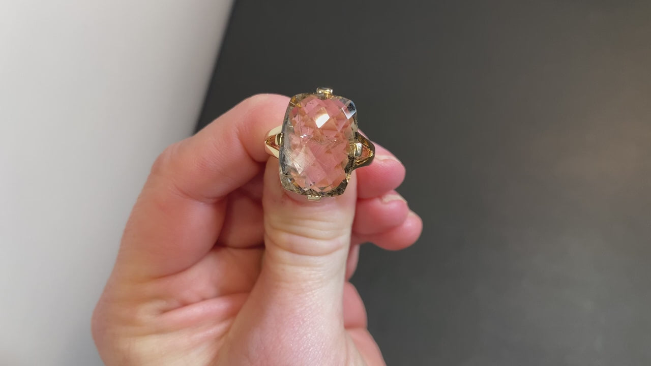 10K Yellow Gold Rutilated Quartz Ring 10 Carats