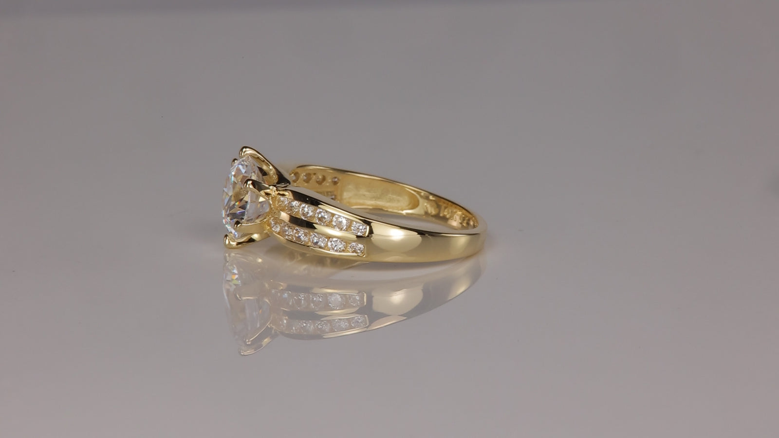 14K Yellow Gold Ring With Cubic Zirconia Center and Accents