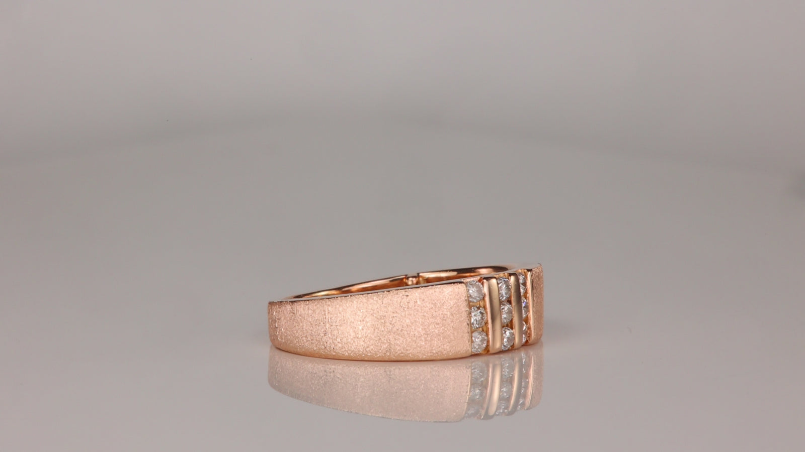 14K Rose Gold Brushed Texture Diamond Ring .25cts