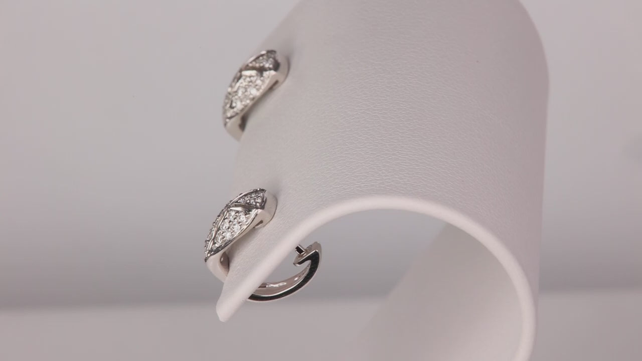 18K White Gold Fine Diamond Huggie Earrings .30cts