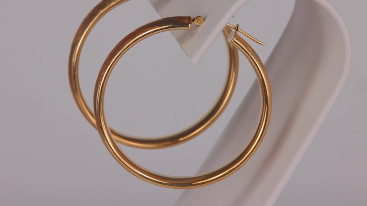 14K Yellow Gold Etched Hoop Earrings