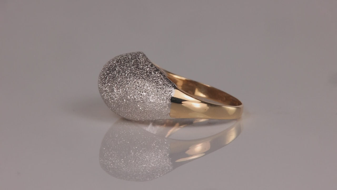 14K Yellow Gold Split Two Tone Dome Ring