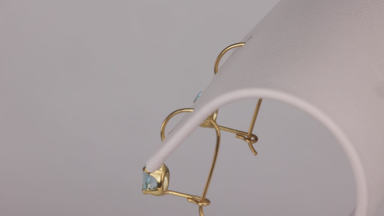 14K Yellow Gold Oval Cut Blue Topaz Earrings 1.00cts