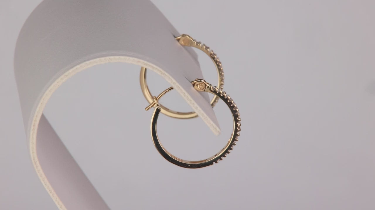 10K Yellow Gold Diamond Hoop Earrings .10cts