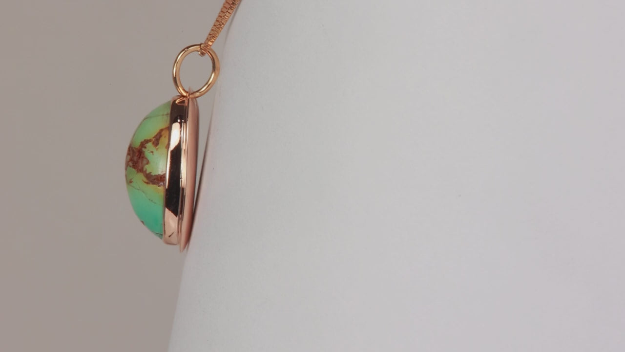 10K Yellow Gold Cabochon Cut Turquoise Pendant
