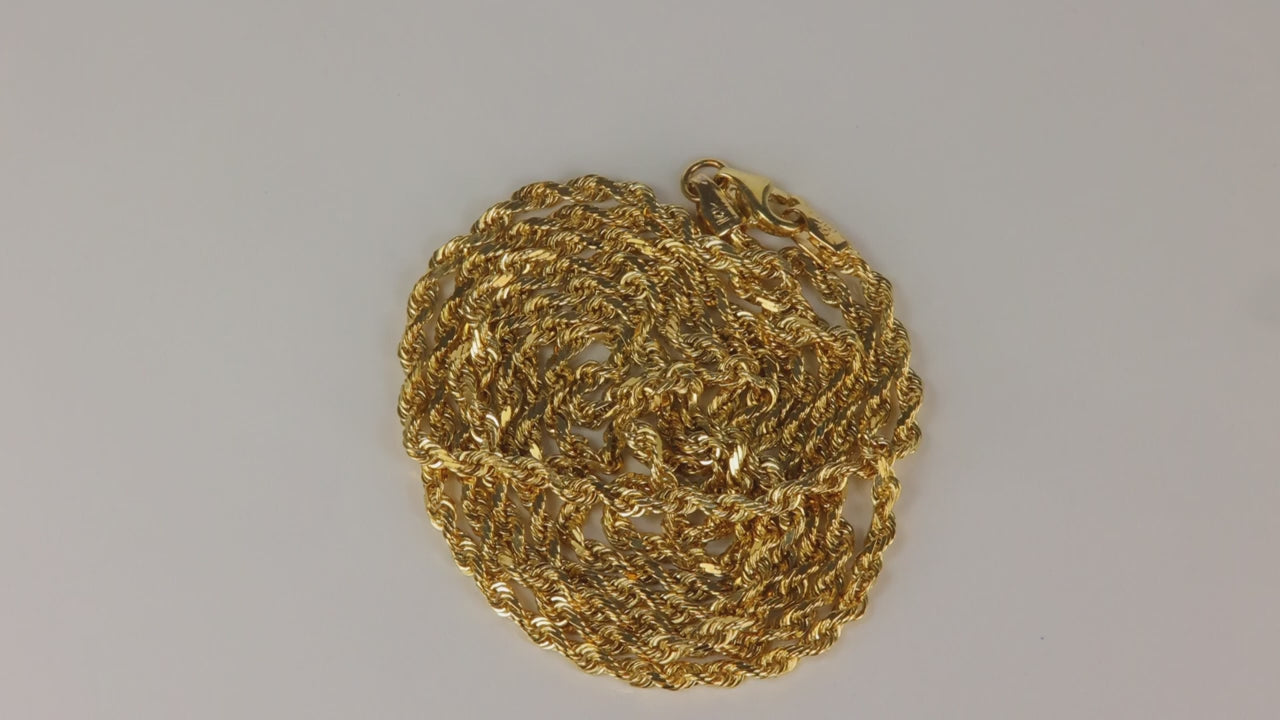14K Yellow Gold Rope Chain 30"