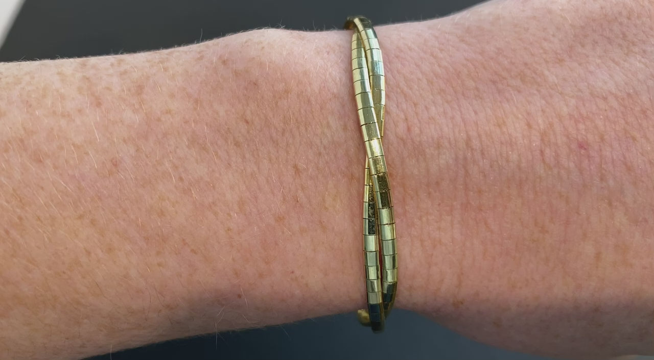 14K Yellow Gold Omega Double Chain Bracelet