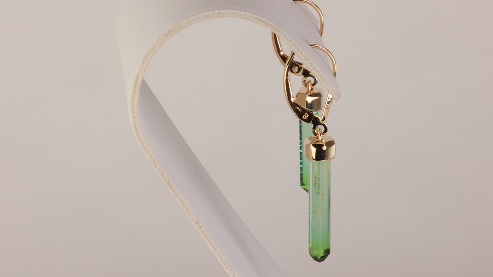 14K Yellow Gold Drop Tourmaline Crystal Earrings