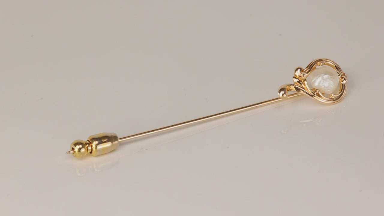 14K Yellow Gold Pearl Stick Pin