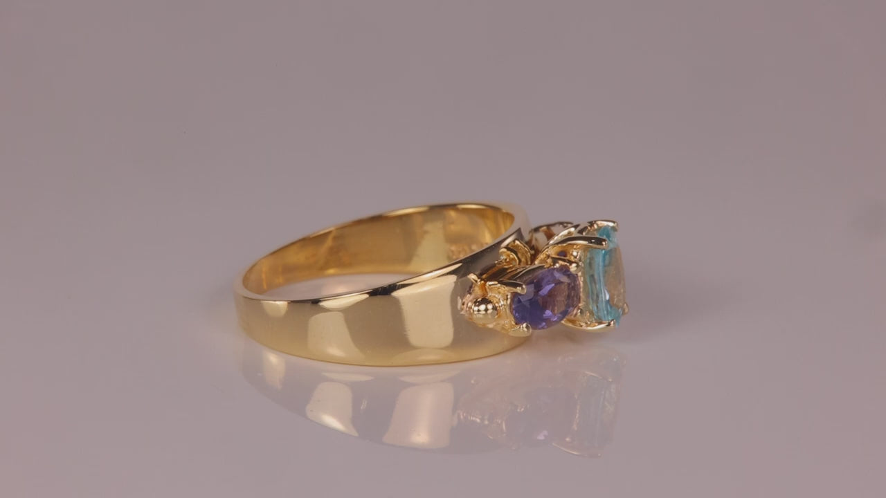 10K Yellow Gold Topaz and Tanzanite Ring