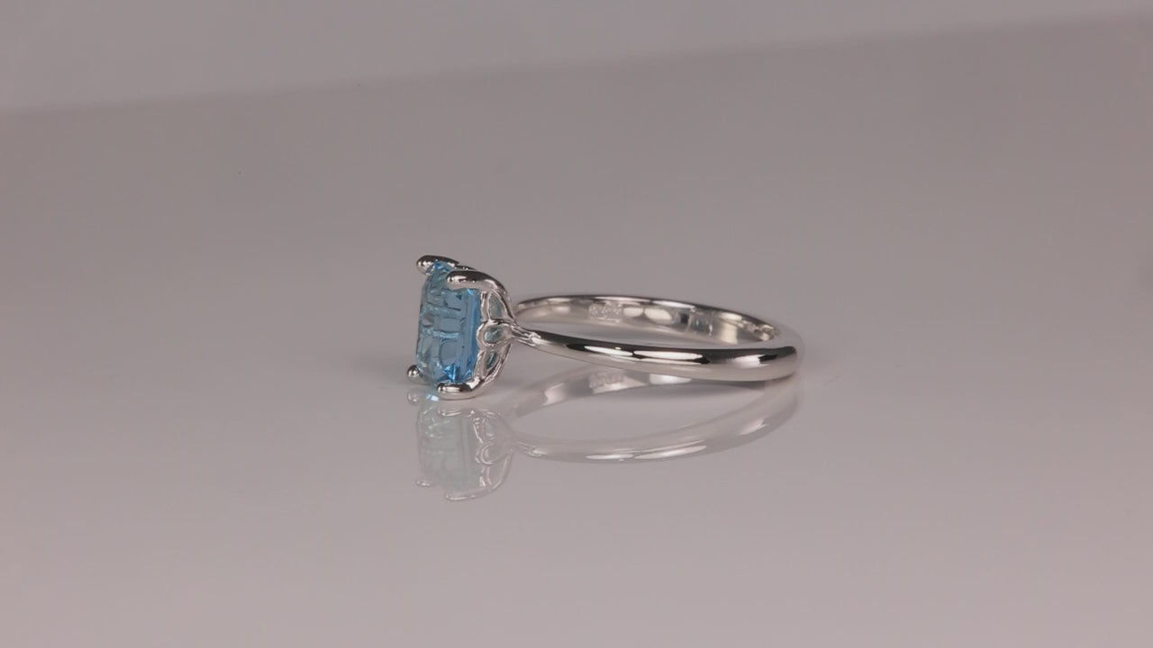 Platinum Emerald Cut Aquamarine Ring 1.32 Carats