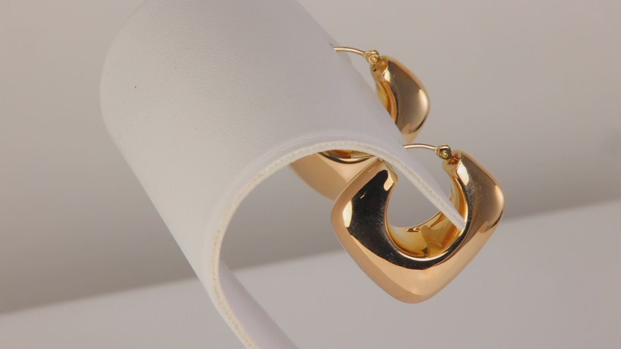 14K Yellow Gold Puffy Geometric Earrings