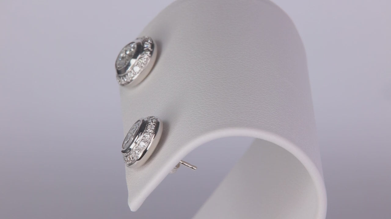 14K White Gold Invisible Set Diamond Earrings 1.50 Ctw