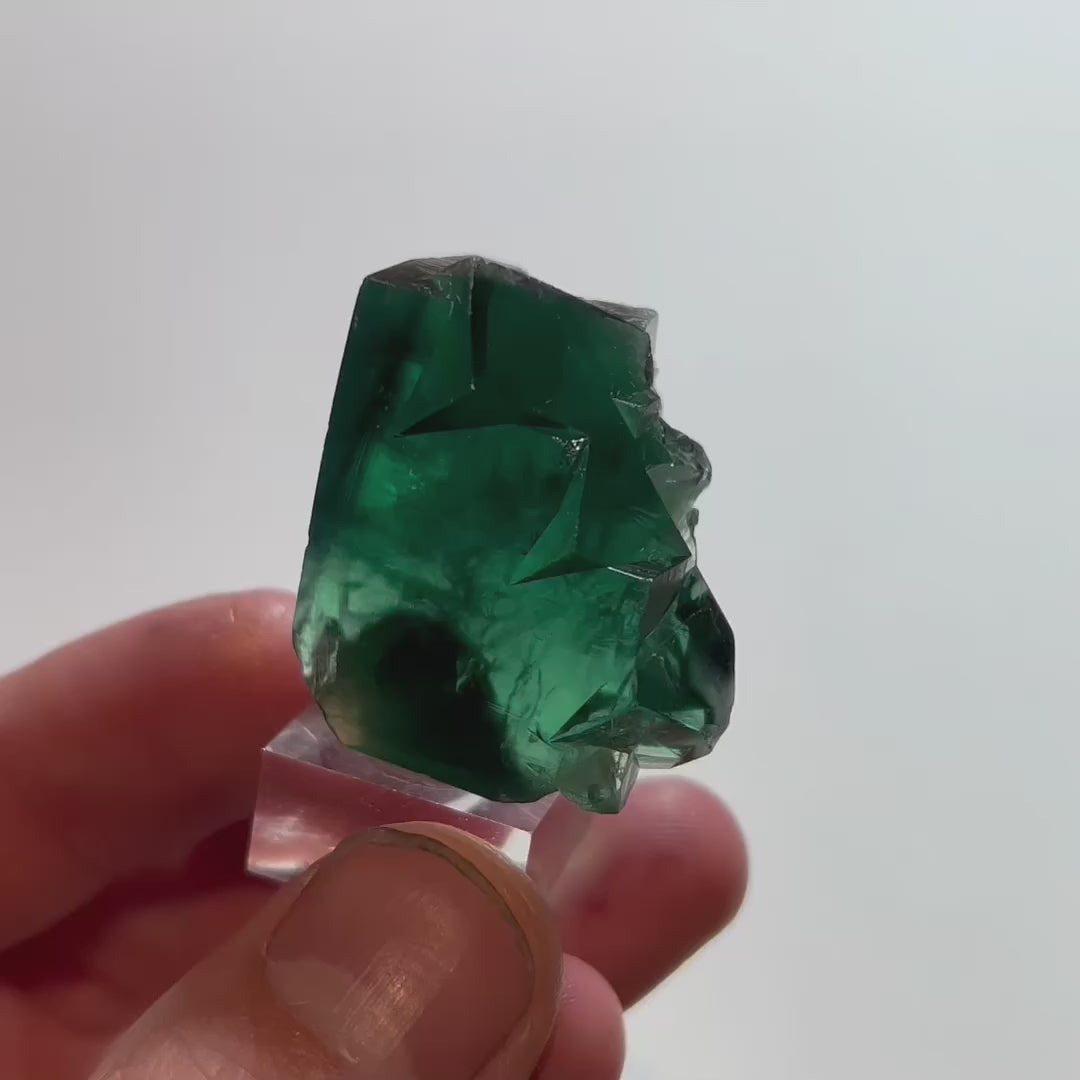 Deep Emerald Green Rogerley Fluorite Intergrown Crystals 34.36 Grams