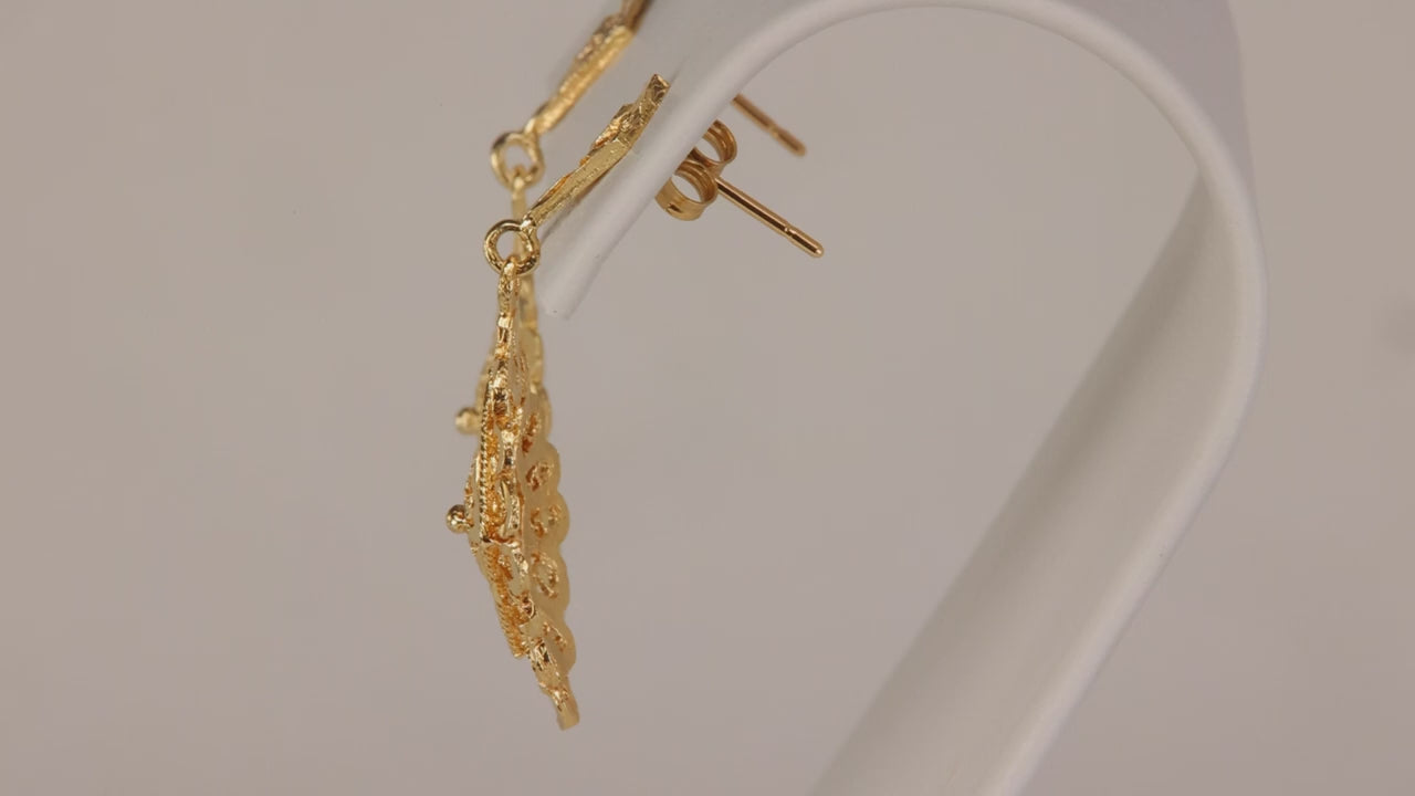 14K Yellow Gold Filigree Earrings