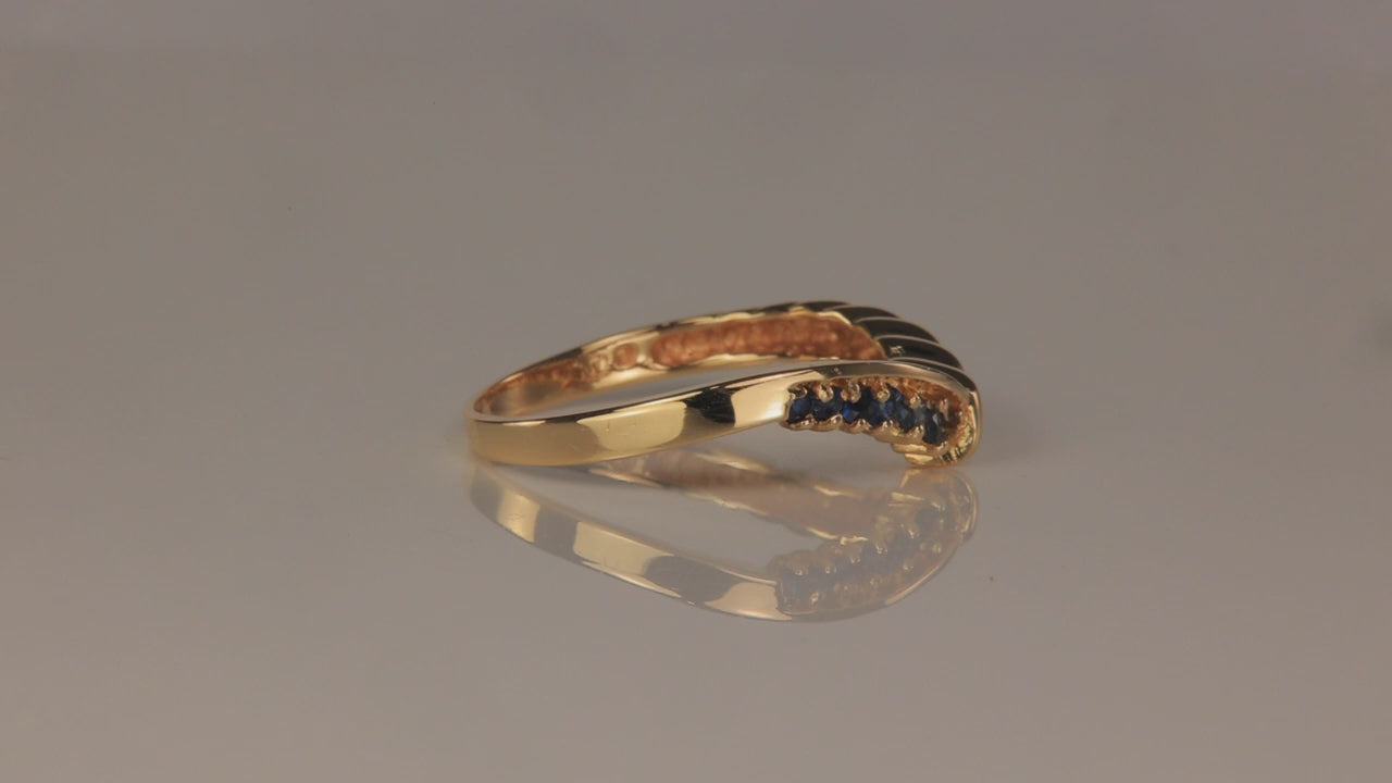 14K Yellow Gold Sapphire Contour Ring .20cts