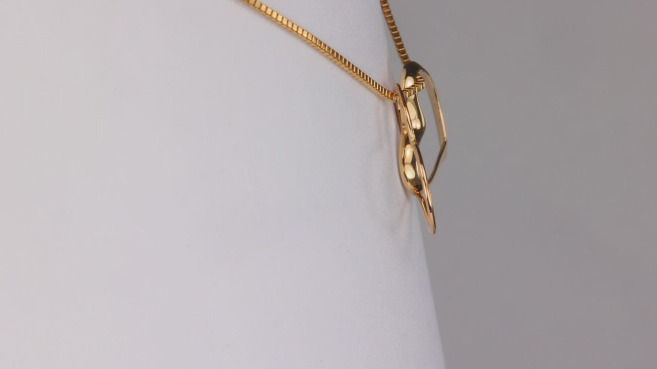 14K Yellow Gold Two Hearts Pendant/Charms