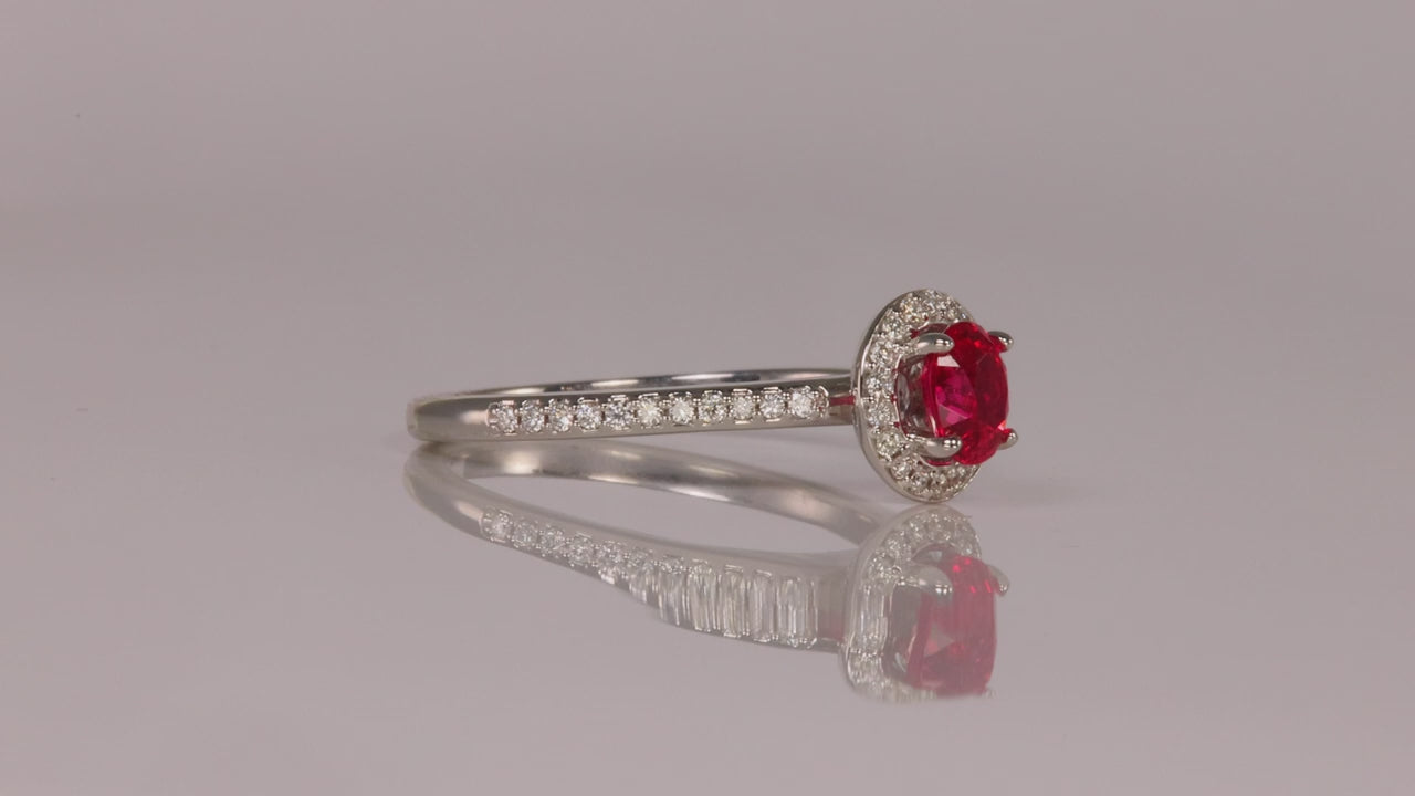 14K White Gold Oval Cut Pink Spinel and Diamond Ring .66 Carats