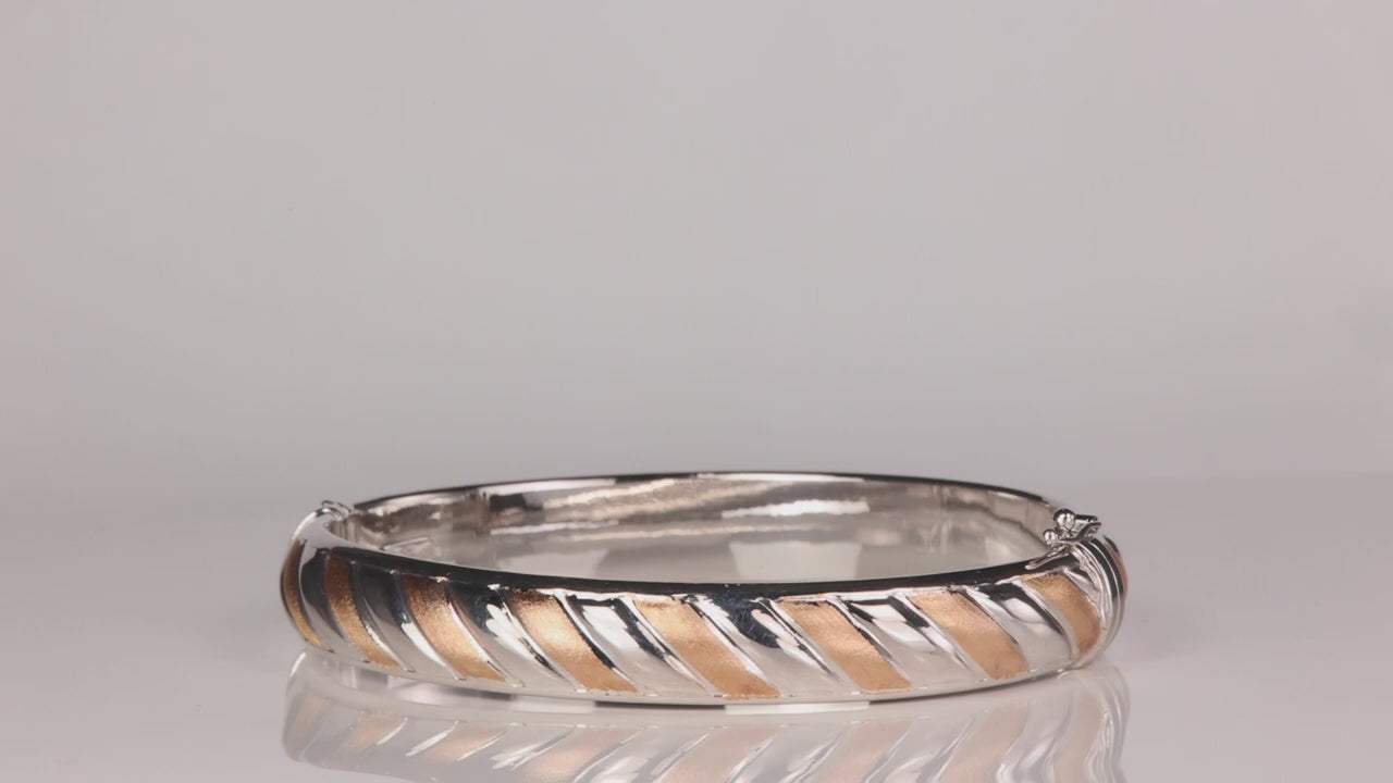 14K White And Rose Gold Bangle Bracelet