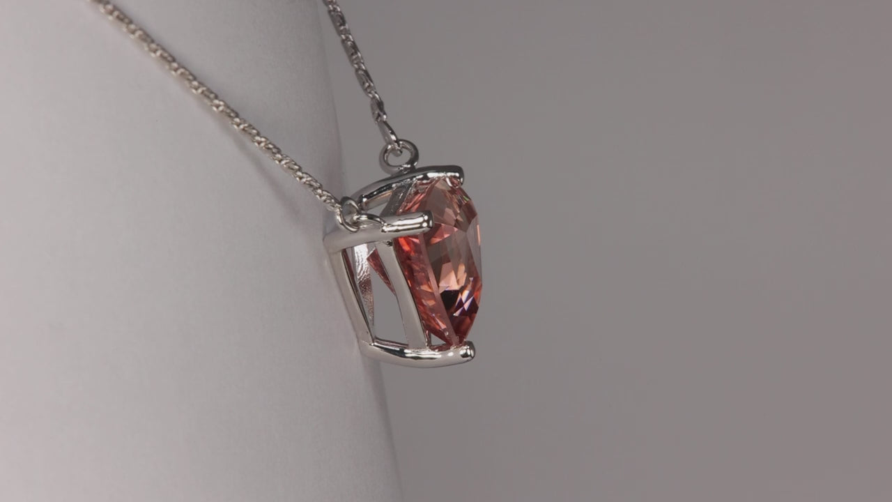 14K White Gold Stepped Trilliant Cut Imperial Zircon Necklace 6.78 Carats