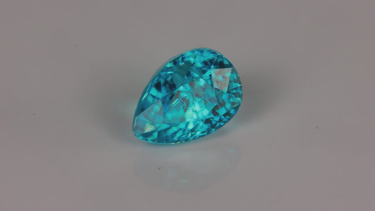 Pear Shape Brilliant Cut Blue Zircon From Cambodia 6.53cts