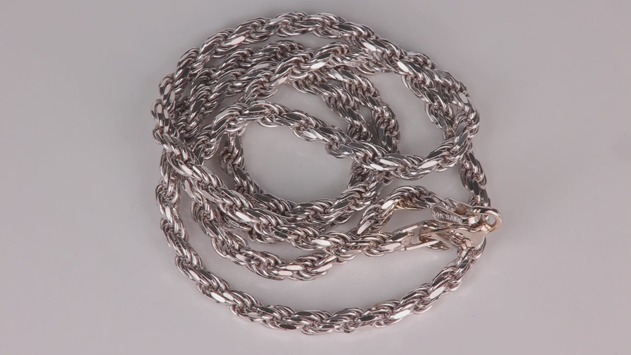 14K White Gold Rope Chain 15"