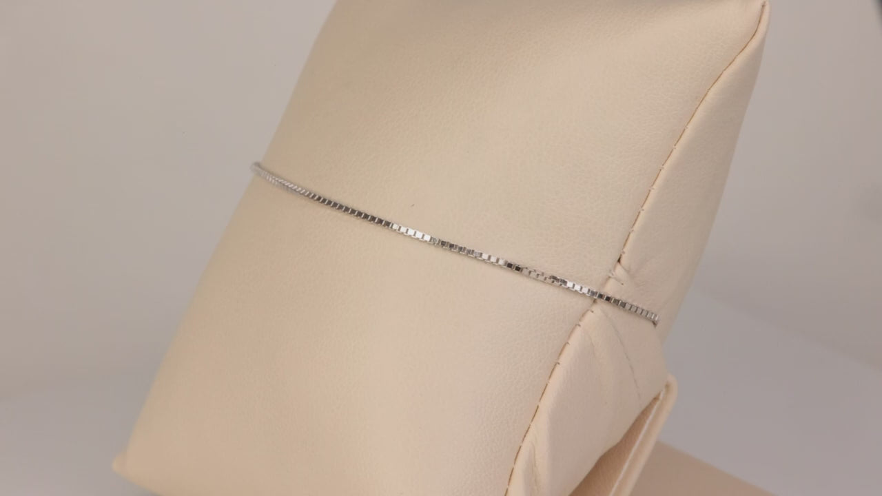 14K White Gold Box Link Bracelet/Anklet 9"