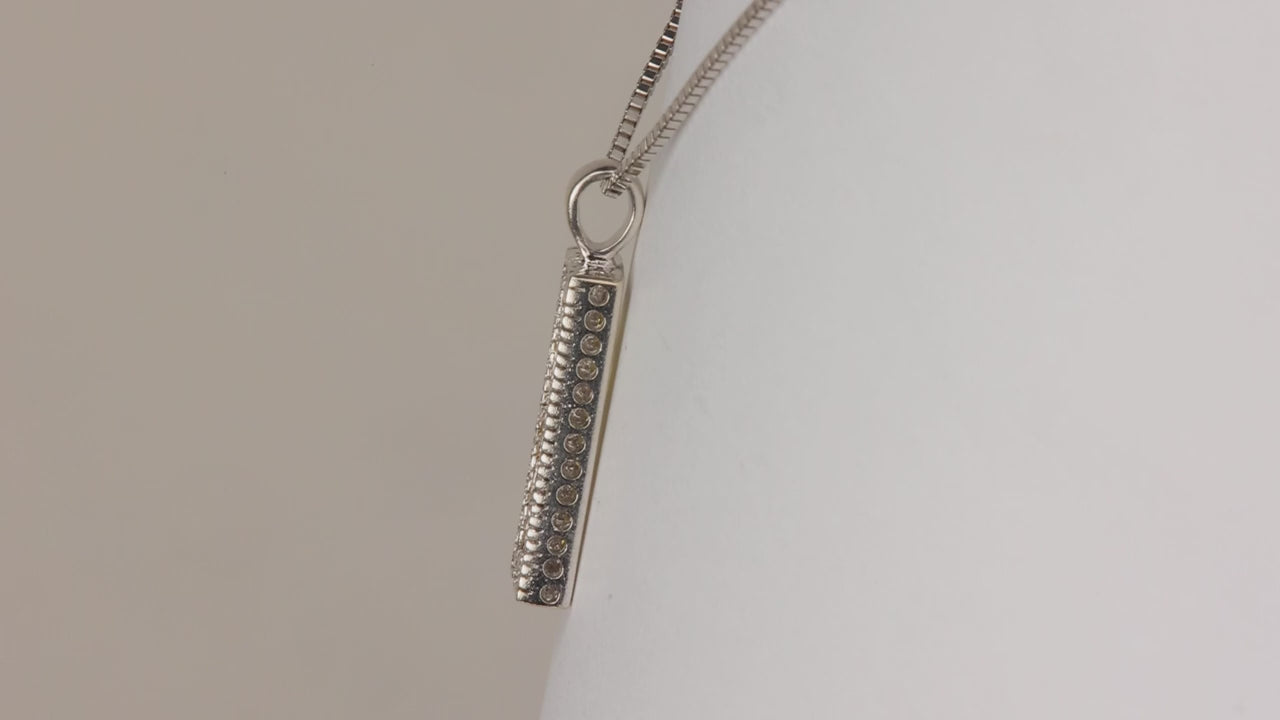14K White Gold Synthetic Yellow Sapphire and Diamond Accent Pendant
