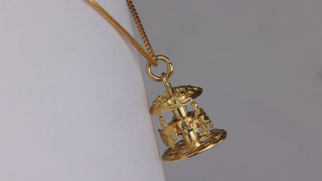 14K Yellow Gold Carousel Pendant/Charm