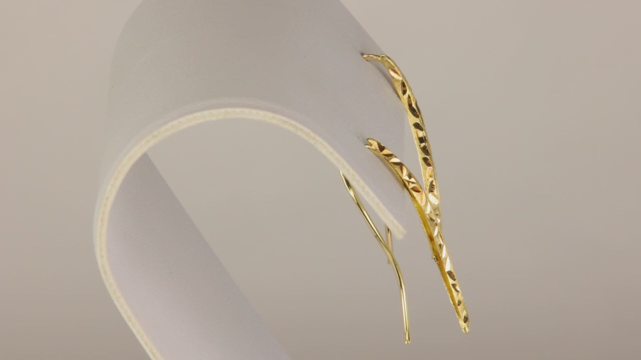 14K Yellow Gold Diamond Cut Ear Wires