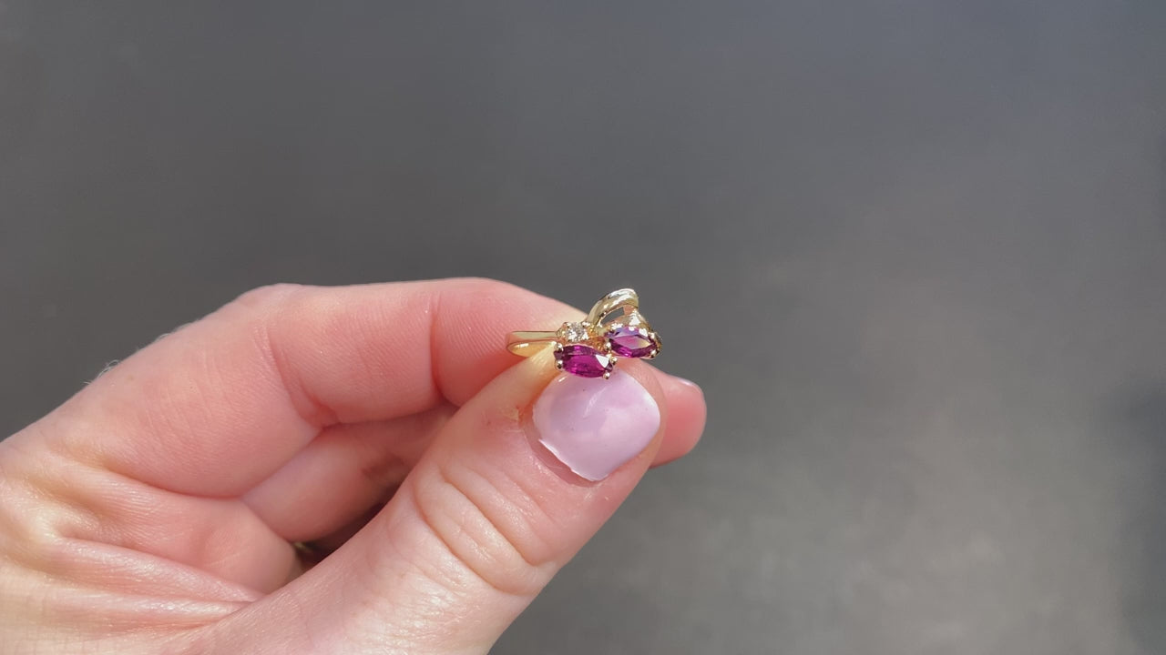 14K Yellow Gold Marquise Ruby and Diamond Ring