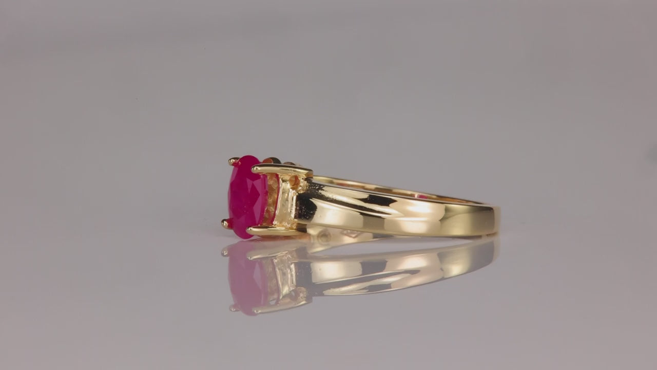 14K Yellow Gold Oval Cut Ruby Ring .50cts
