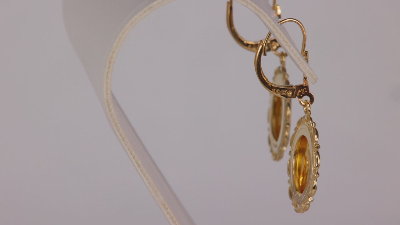 14K Yellow Gold Angel Dangle Earrings