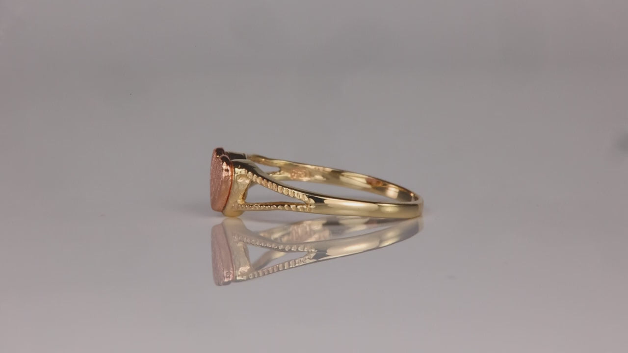 14K Yellow and Rose Gold Heart Pinky Ring