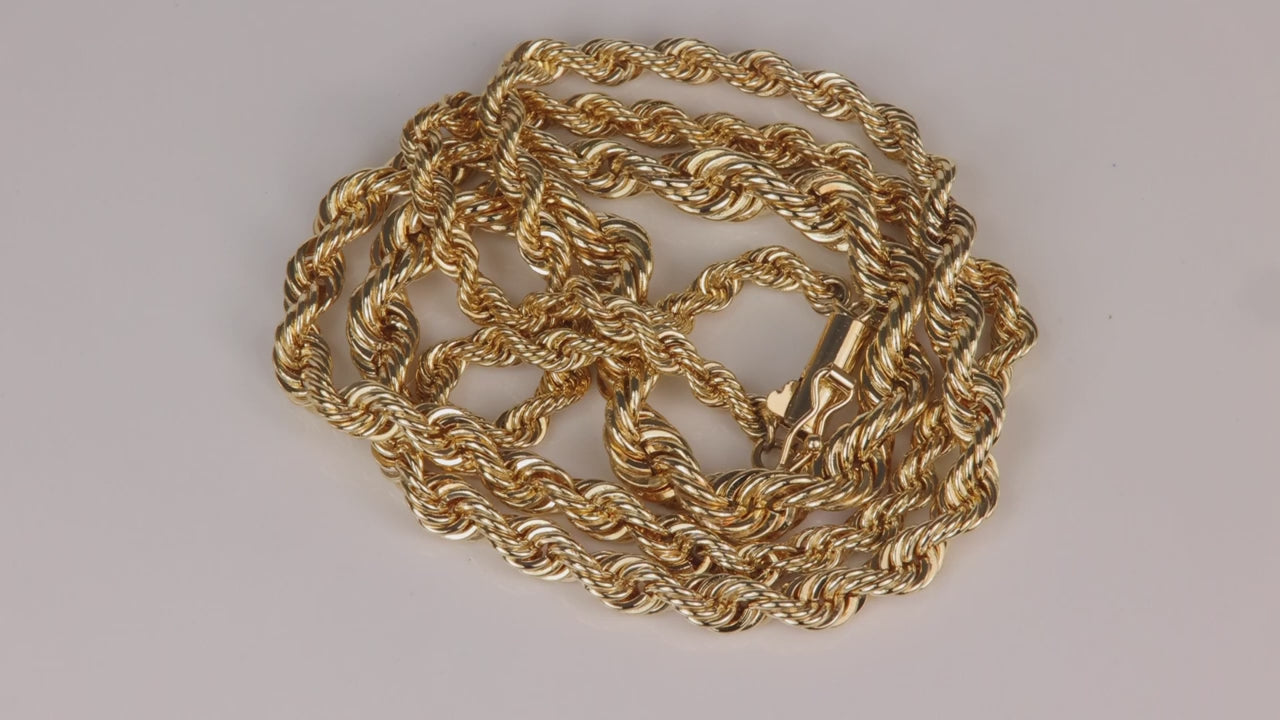 14K Yellow Gold Tapered Rope Chain 18"