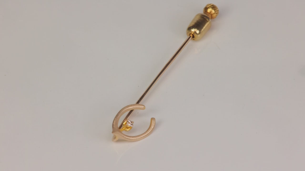 14K Yellow Gold Wishbone Pin with Diamond
