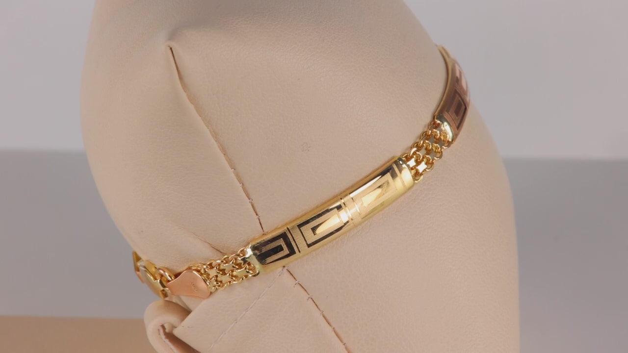 14K White Rose and Yellow Gold Bar and Link Bracelet 7"