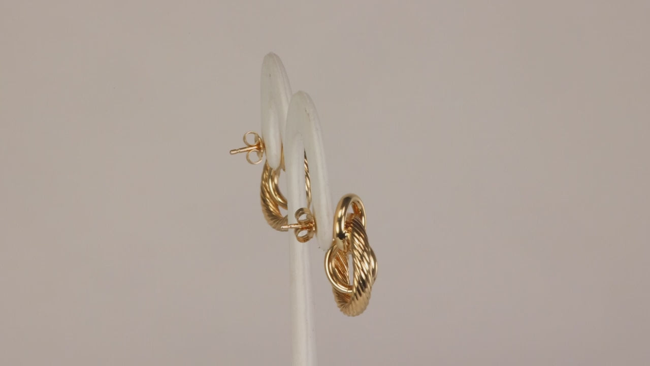 14K Yellow Gold Intertwined Circles Earrings
