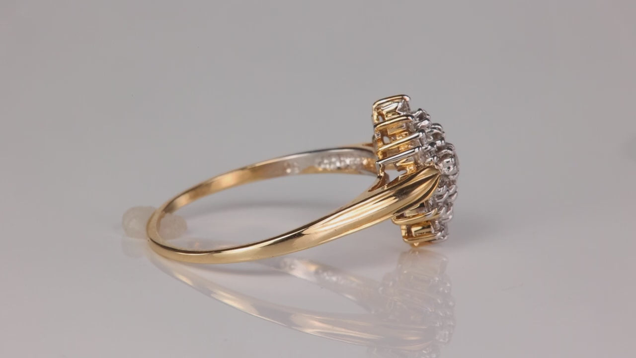 10K Yellow Gold Diamond Cluster Ring .50cts