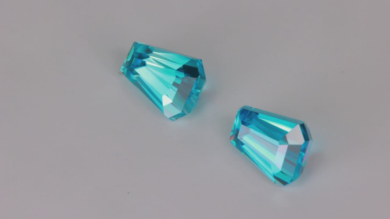 Tapered Baguette Cut Blue Zircon Pair 5.62cts