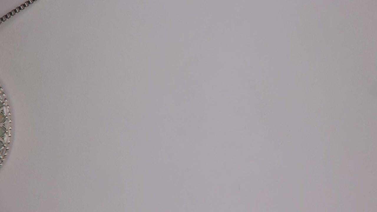 14K White Gold Round Cabochon Opal Pendant 14.48 Carats