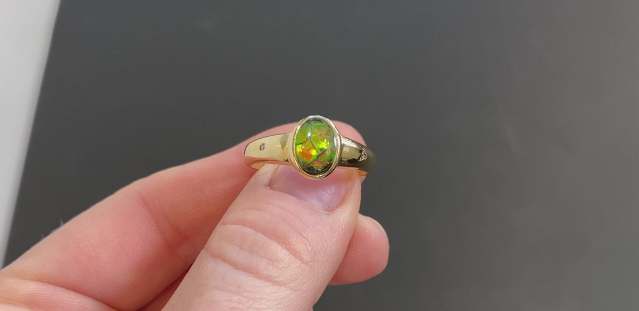 14K Yellow Gold Ammolite Doublet Ring