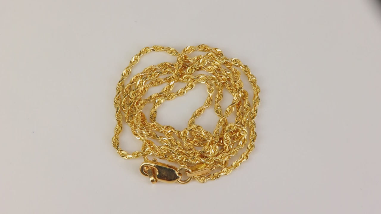 14K Yellow Gold Rope Link Chain 18"