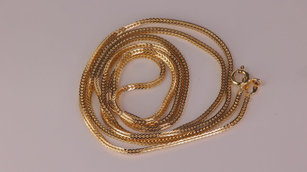 14K Yellow Gold Diamond Cut Foxtail Chain 24"