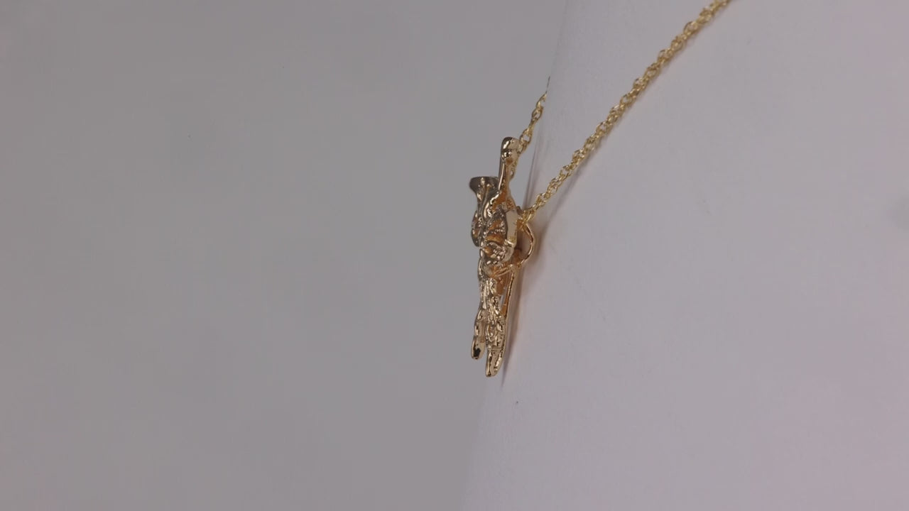 14K Yellow Gold Butterfly Necklace 18"