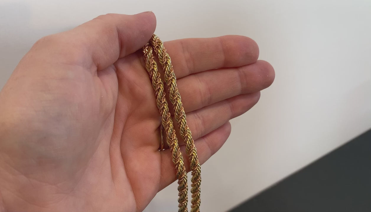 14K Two Tone Rose and Yellow Gold Rope Necklace